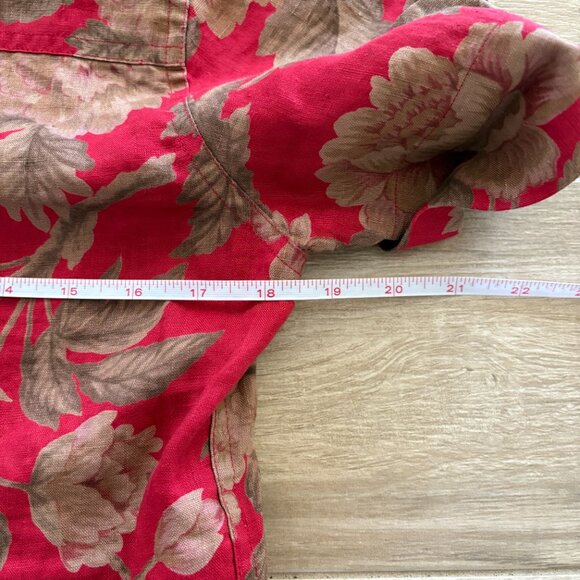 Lauren Ralph Lauren Linen Camp Shirt Women's Small Petite Red Floral Utility - Picture 8 of 8